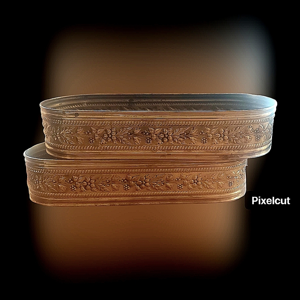 Pair of Vintage Brass Garden Planters